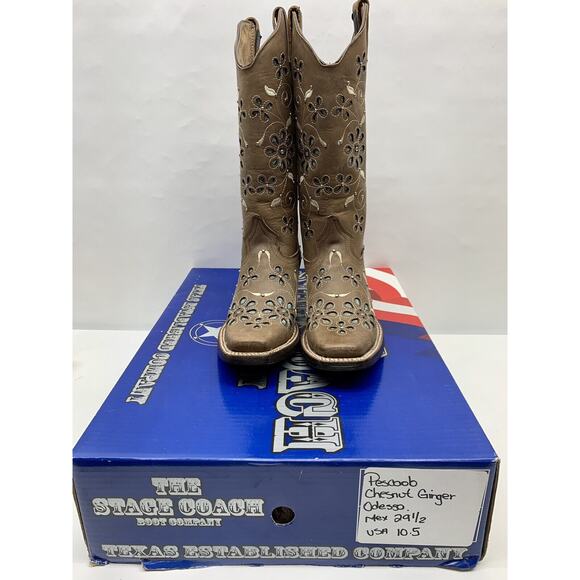 Odessa Sergal Woman's Cowboy Boots Pescaob Chestnut Ginger Size 10.5 - Picture 5 of 16